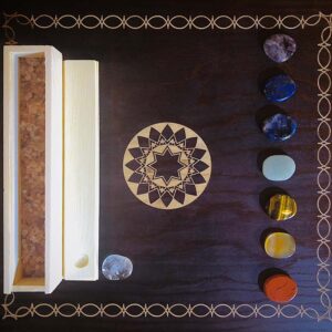 These are the seven chakra healing gem stones and crystal we used in the immersive chakra alignment therapy group class "The 49 Professions of Joy" by personal trainer Jack Kirven